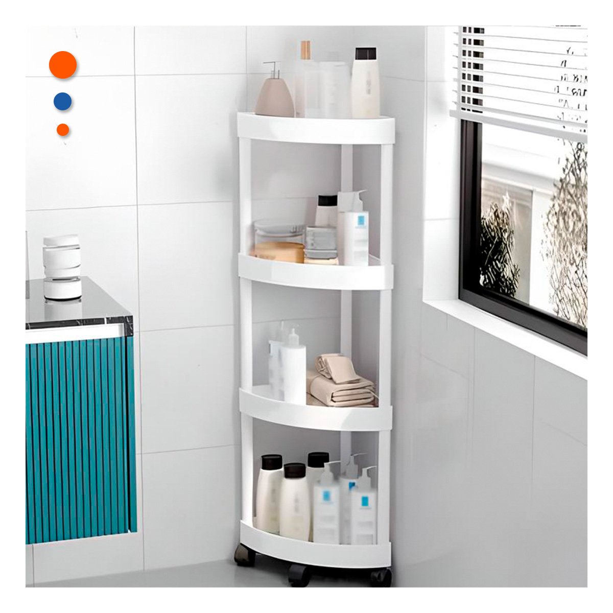 PACK6 ESTANTERIA ANGULAR DE 4 NIVELES CON RUEDAS BLANCO ESTRUCTURA FIRME - 2