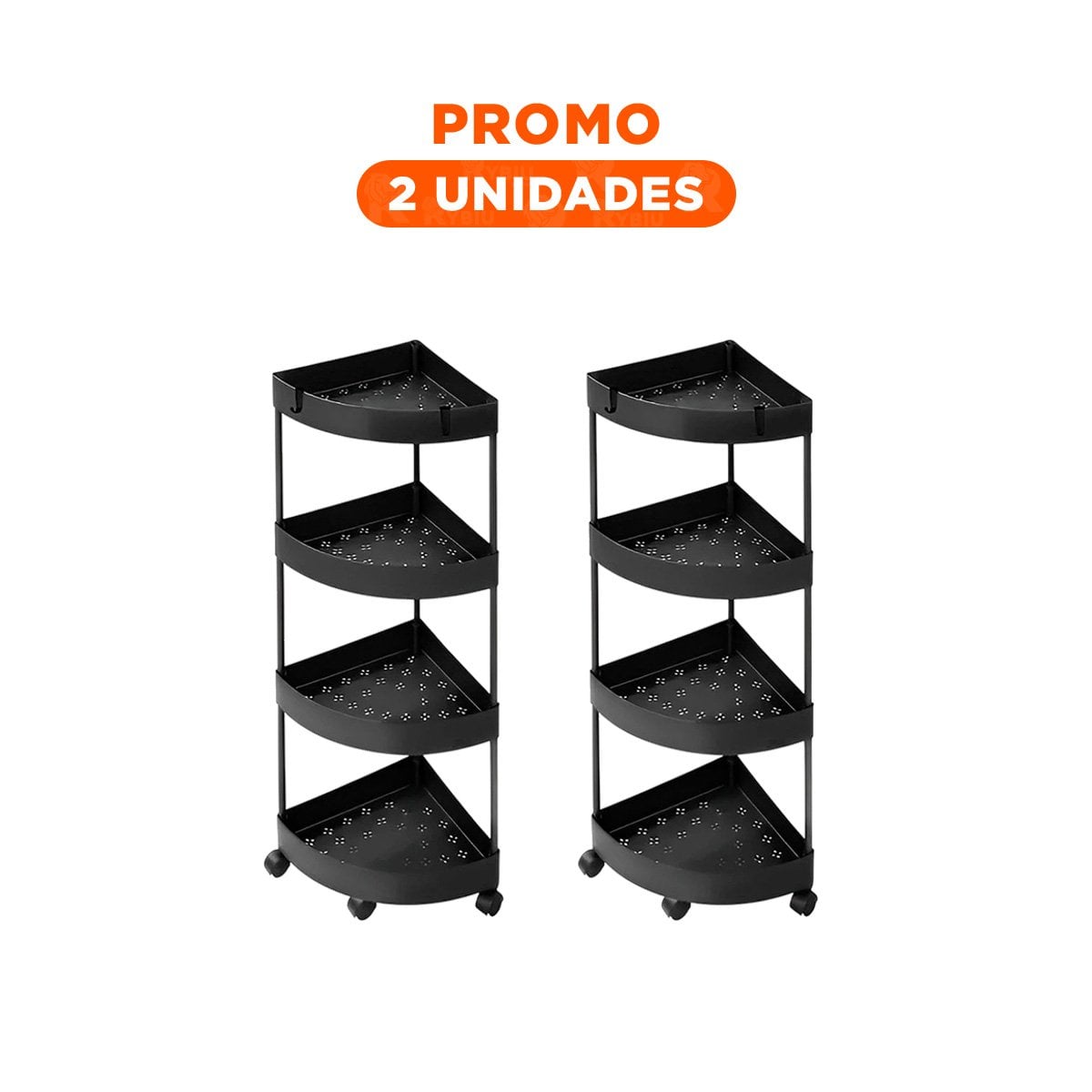 PACK2 ORGANIZADOR ESQUINERO DE 4 NIVELES CON RUEDAS NEGRO DISENO FUNCIONAL - 1