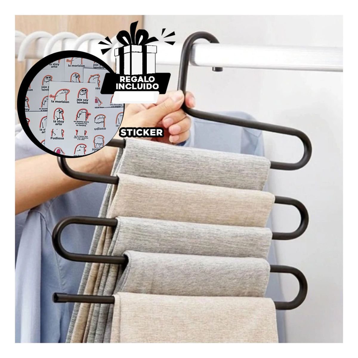 ACCESORIO DE HOGAR TIPO S COMPACTO PARA MANTENER ORDEN NEGRO Y+REGALO STICKER - 1