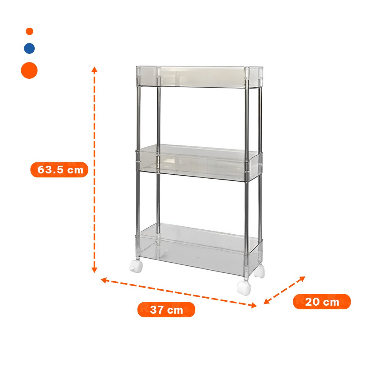 PACK2 CONTENEDOR LATERAL 3 NIVELES CON 4 RUEDAS ESTRUCTURA FIRME ACRILICO - 4