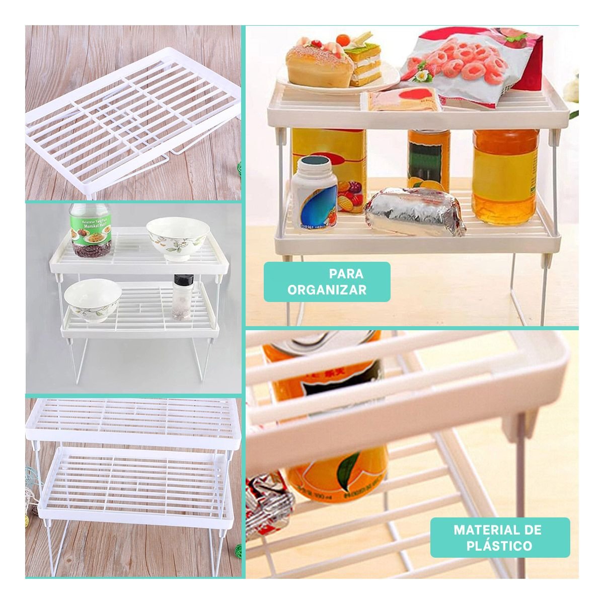 PACK4 EQUIPO DE ESTANTE 31X16X20 CM BLANCO CON BASE DE SEGURIDAD DE CARGA Y+REGALO STICKER - 2