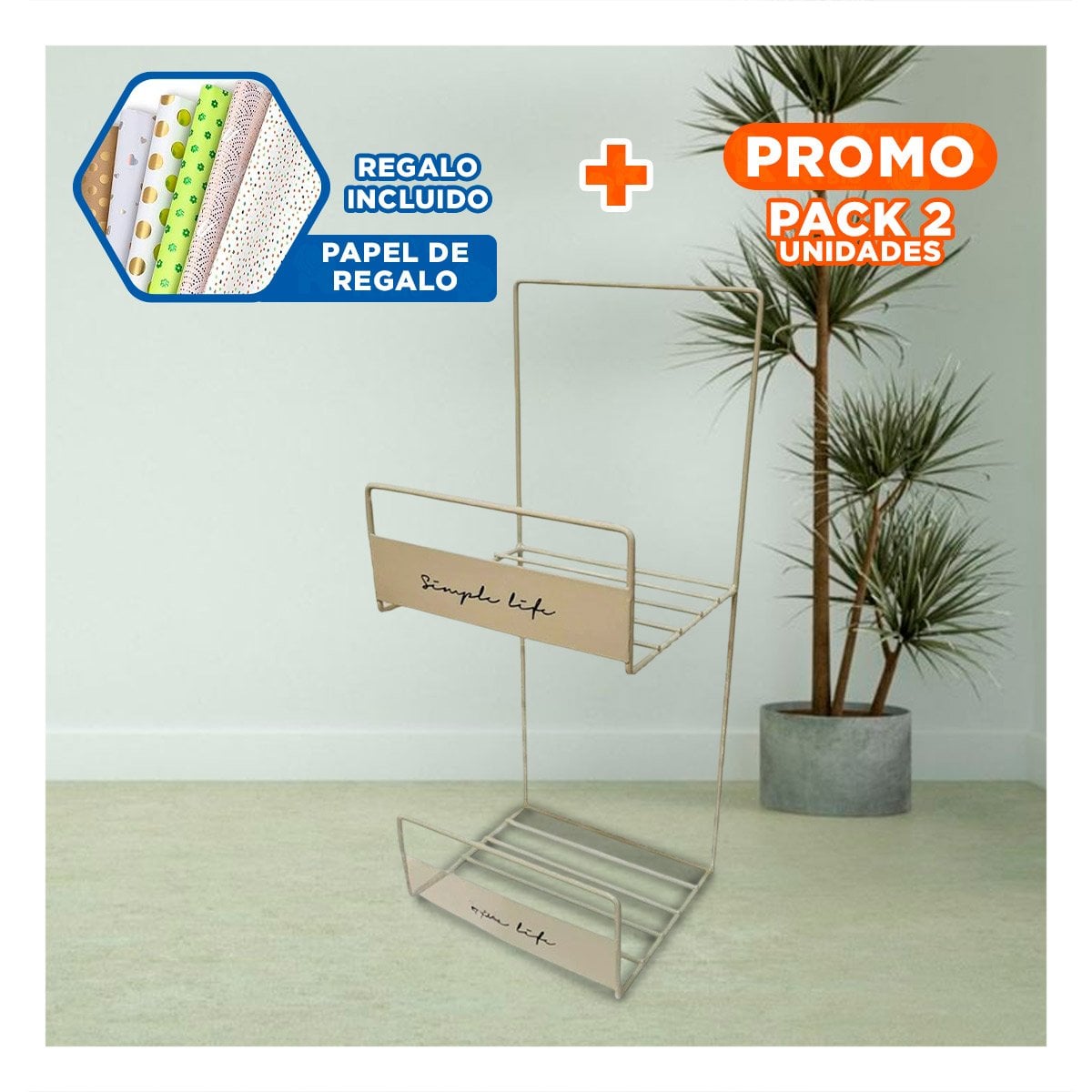 PACK2 MODULO MULTIUSO PARA CARTERAS BLANCO 45X17X19CM ACERO CARBONATO PRO Y+PAPEL REGALO - 1