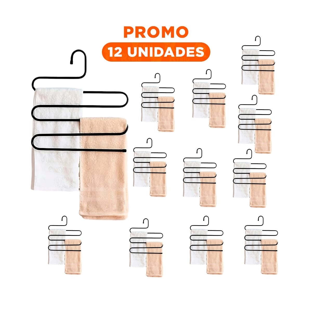 PACK12 GANCHO TIPO S FUNCIONAL PARA USO EN CASA NEGRO Y+REGALO STICKER - 1