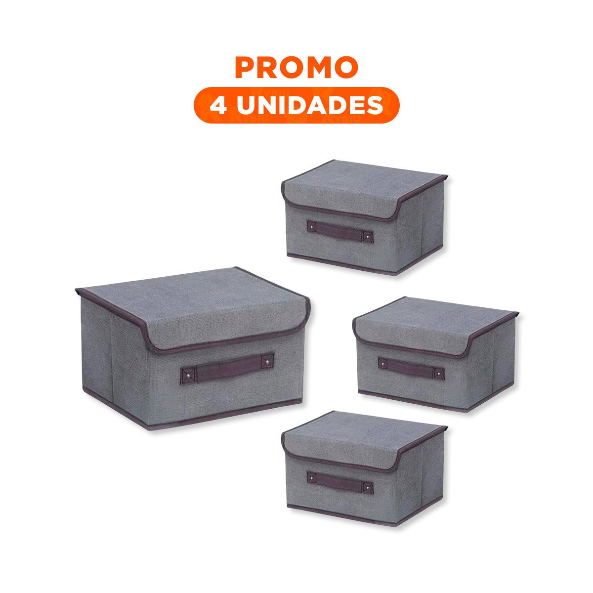 PACK4 CESTA DE ALMACENAJE TELA PLOMO 25X19X16CM PARA ESPACIOS ORGANIZADOS Y+REGALO STICKER - 1