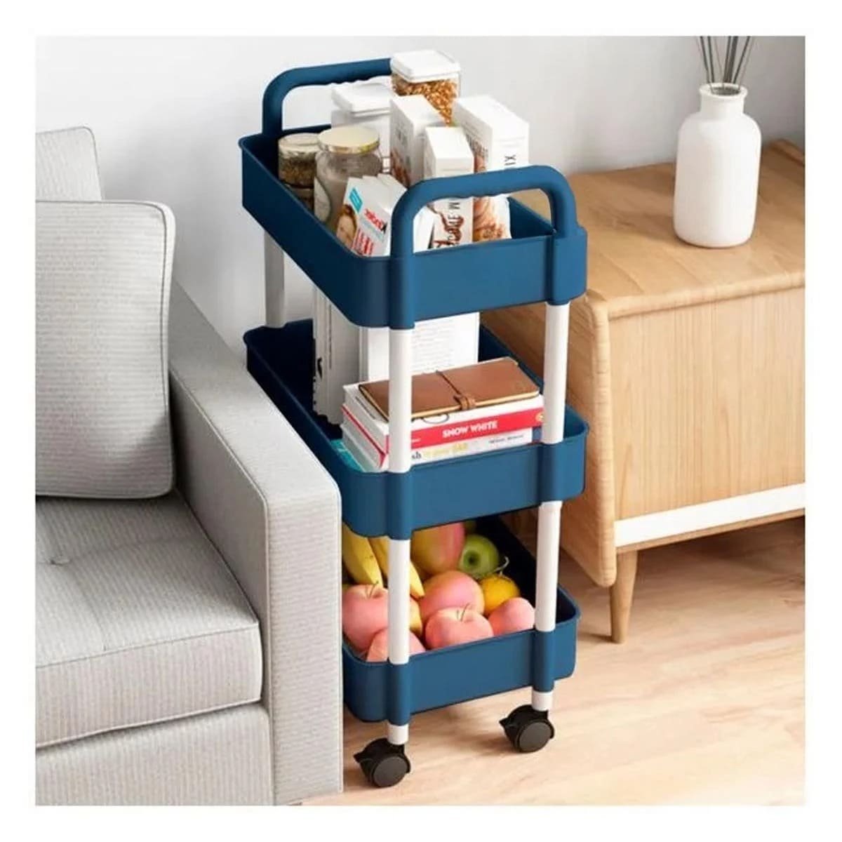 PACK6 ELEMENTO AUXILIAR DE COCINA 3 NIVELES CON RUEDAS AZUL PARA ORDEN - 5