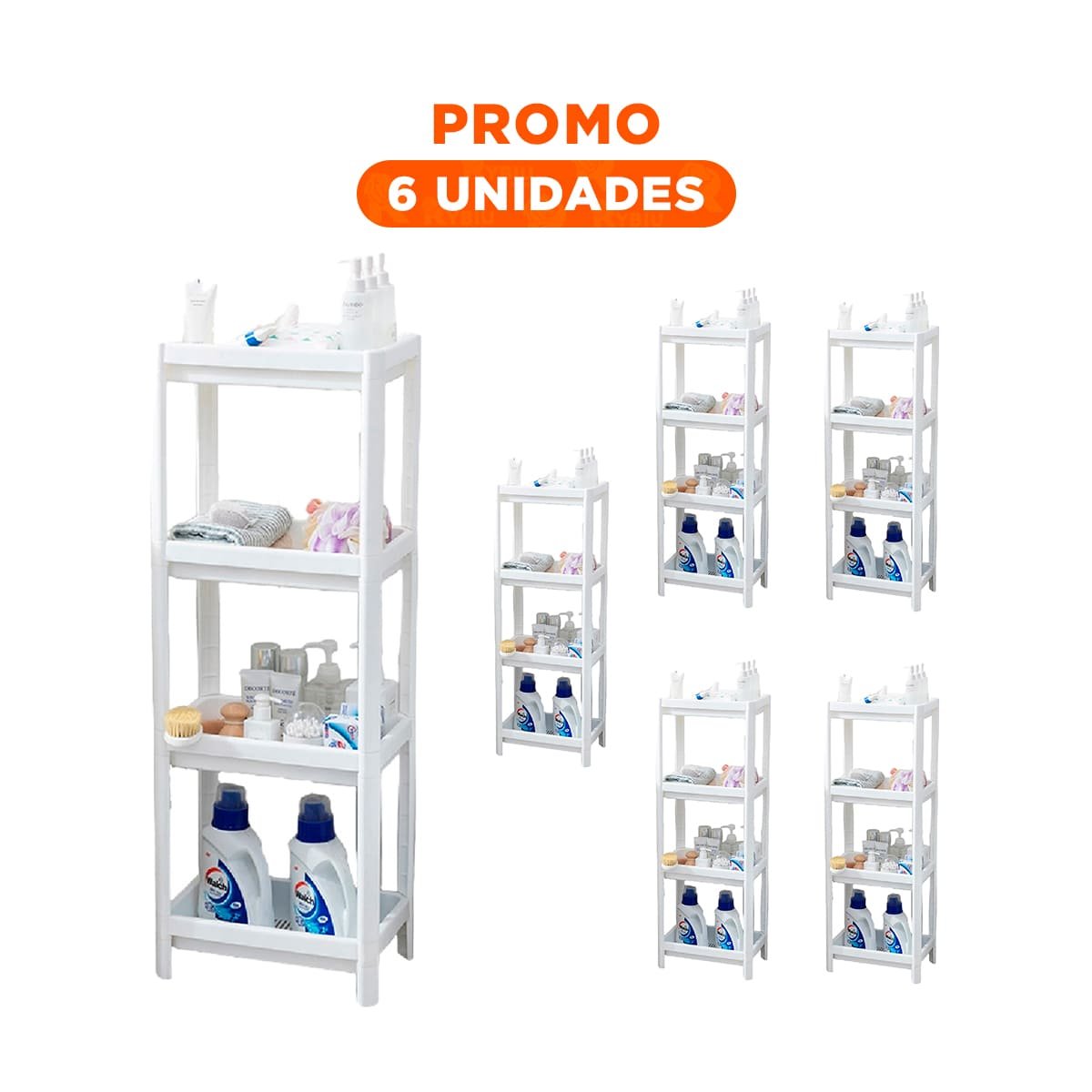 PACK6 EQUIPO AUXILIAR 4 NIVELES DE COLOR BLANCO PARA ESPACIOS CON MUCHA GANA - 1