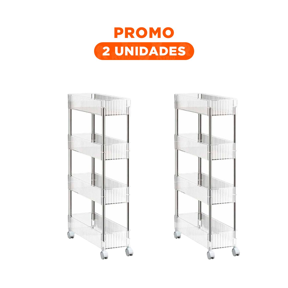 PACK2 MUEBLE LATERAL 4 NIVELES CON 4 RUEDAS ESTRUCTURA RESISTENTE ACRILICO - 1