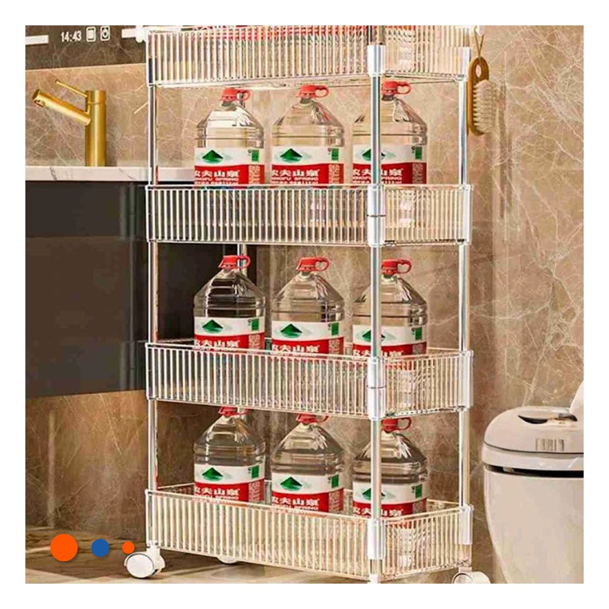 PACK2 MUEBLE LATERAL 4 NIVELES CON 4 RUEDAS ESTRUCTURA RESISTENTE ACRILICO - 2