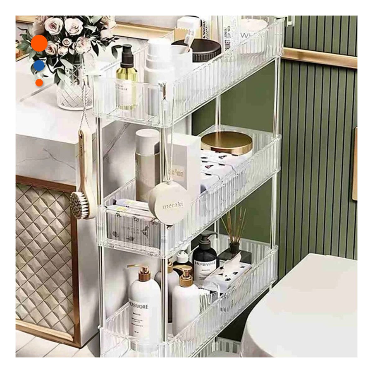 PACK2 MUEBLE LATERAL 4 NIVELES CON 4 RUEDAS ESTRUCTURA RESISTENTE ACRILICO - 3