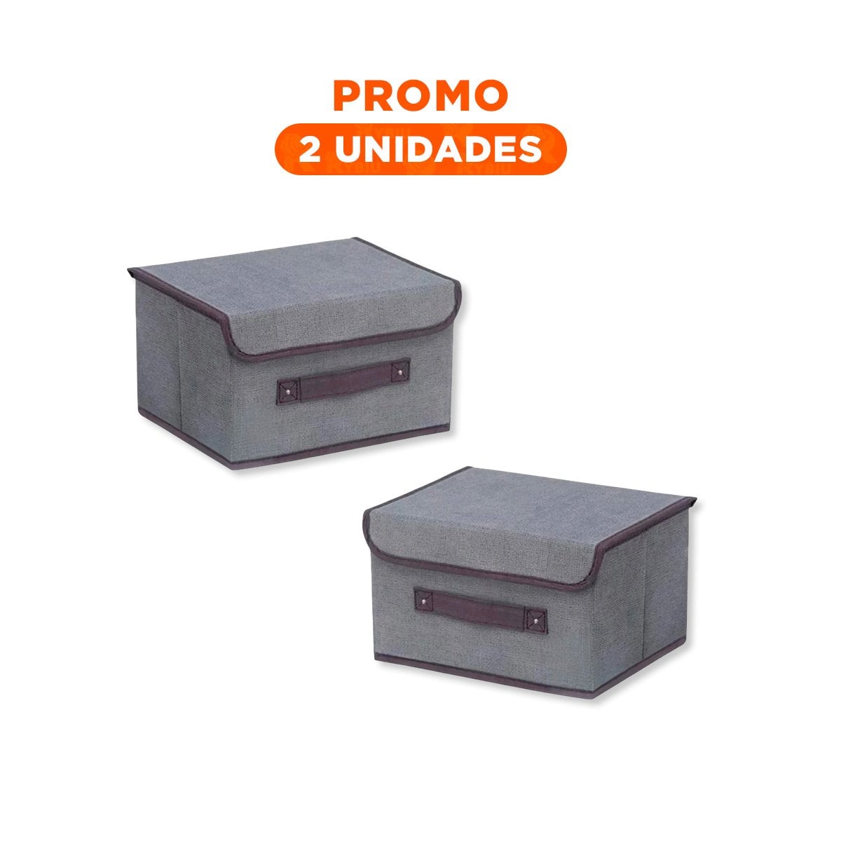PACK2 CANASTA DE ALMACENAJE TELA PLOMO 25X19X16CM PARA ESPACIOS ORDENADOS - 1
