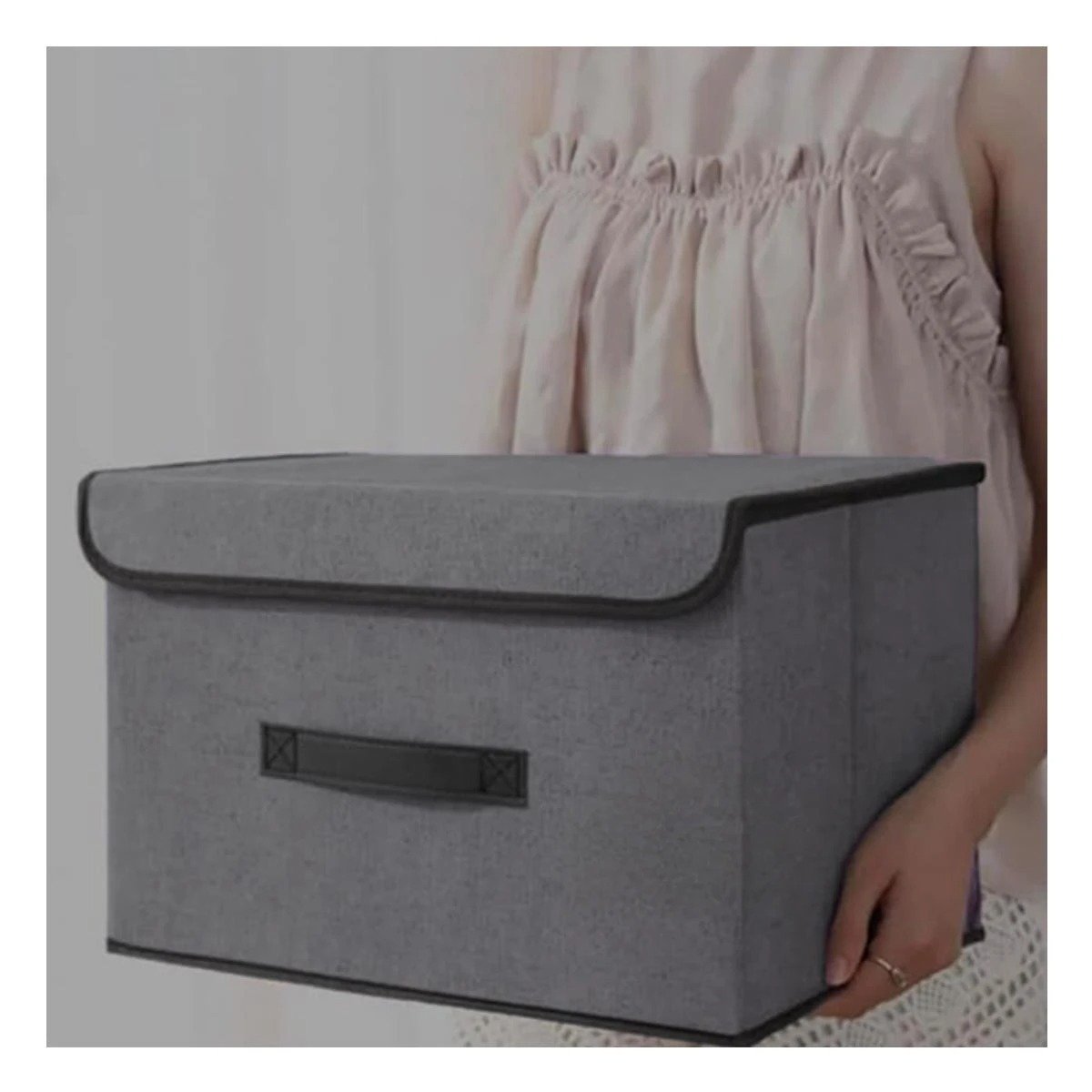 PACK6 CESTA TEXTIL PLOMO 36X24X23CM PARA GUARDAR ROPA ACCESORIOS Y MAS - 2