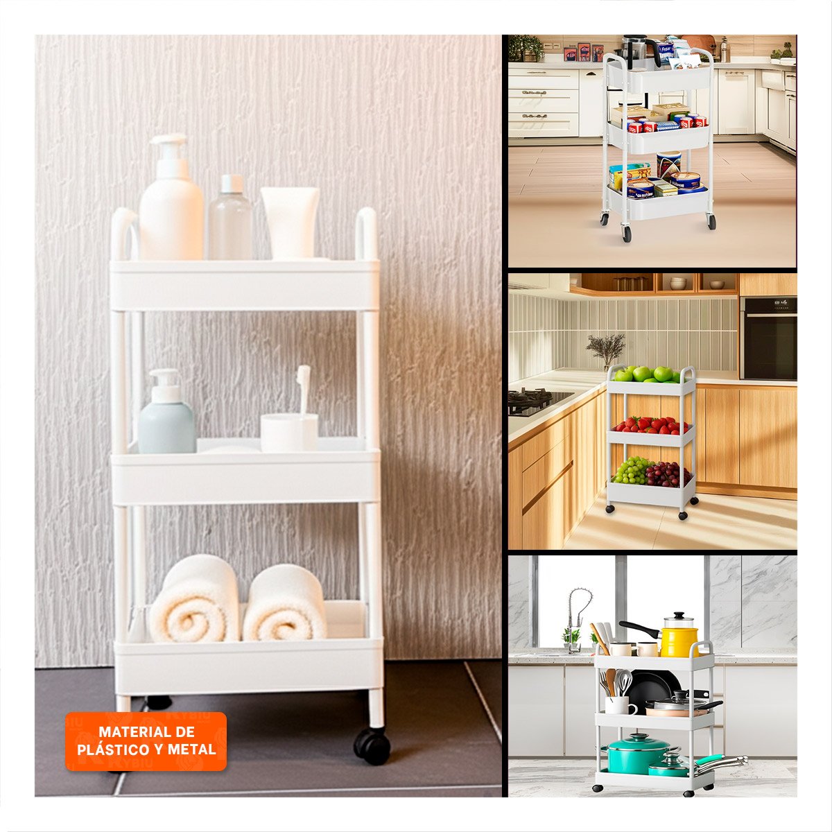 PACK6 EQUIPO AUXILIAR DE COLOR BLANCO CON DISEÑO DURADERO EN SU VIVIENDA Y+PAPEL REGALO - 3