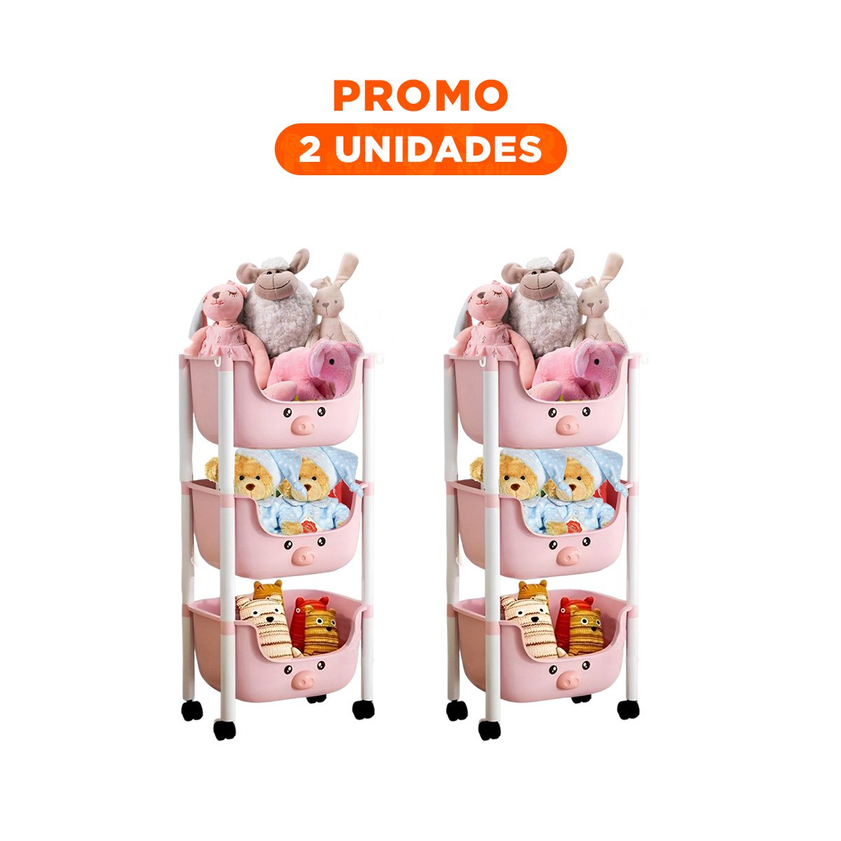 PACK2 CONTENEDOR KAWAII 3 NIVELES ESTILO TIERNO Y FUNCIONAL ROSADO CHANCHO - 1