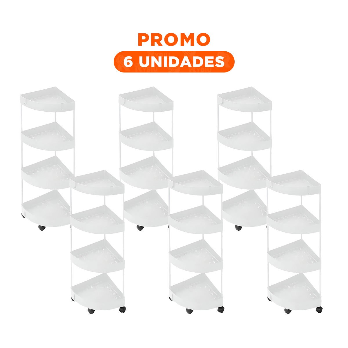 PACK6 ESTANTERIA ANGULAR DE 4 NIVELES CON RUEDAS BLANCO PRACTICO PARA ESPACIOS Y+PAPEL REGALO - 1
