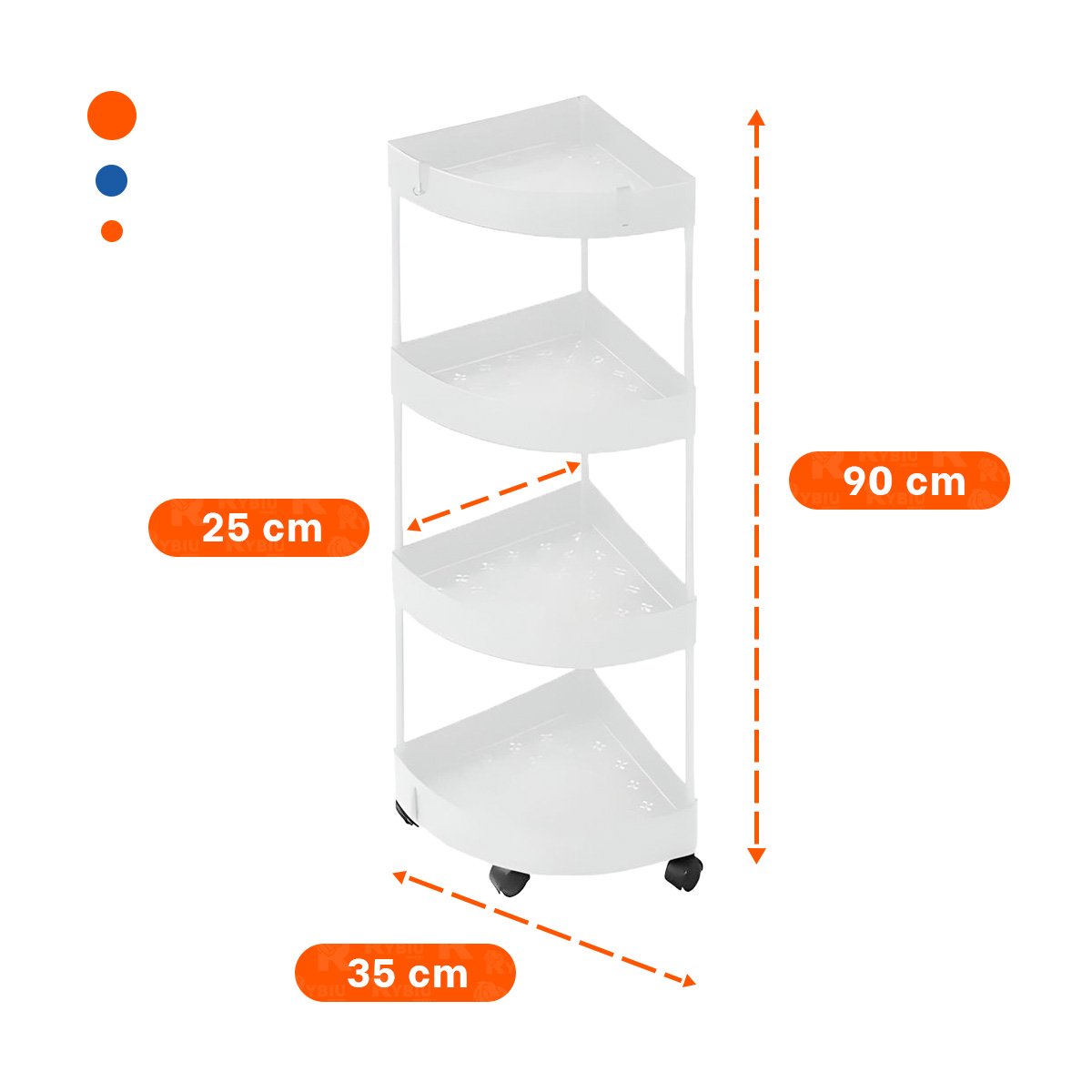 PACK6 ESTANTERIA ANGULAR DE 4 NIVELES CON RUEDAS BLANCO PRACTICO PARA ESPACIOS Y+PAPEL REGALO - 4