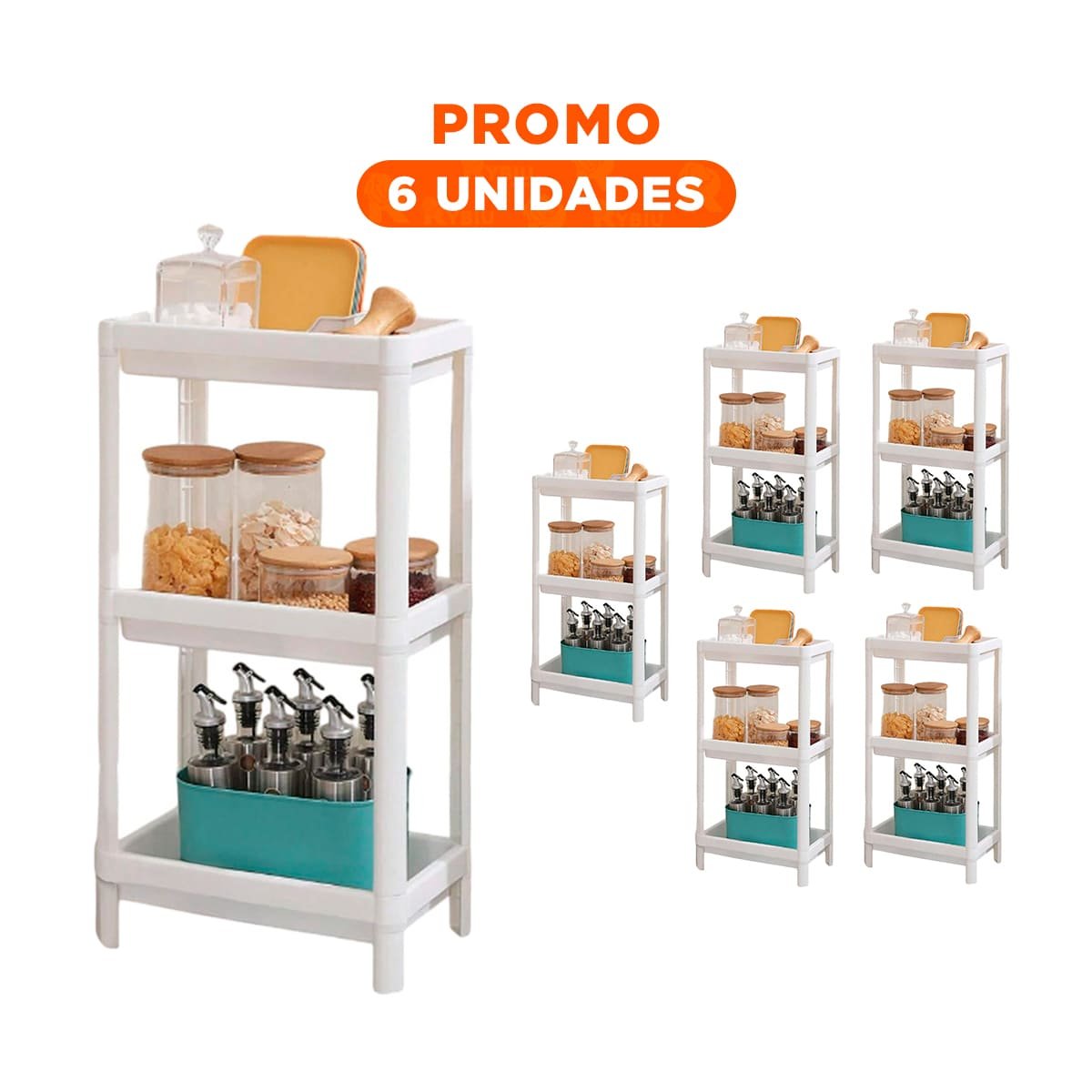 PACK6 EQUIPO AUXILIAR 3 NIVELES DE COLOR BLANCO PARA ESPACIOS CON MUCHA GANA - 1