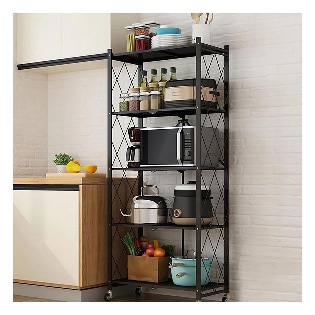 PACK2 SISTEMA METALICO PLEGABLE 5 NIVELES NEGRO PARA ORGANIZACION DOMESTICA - 5