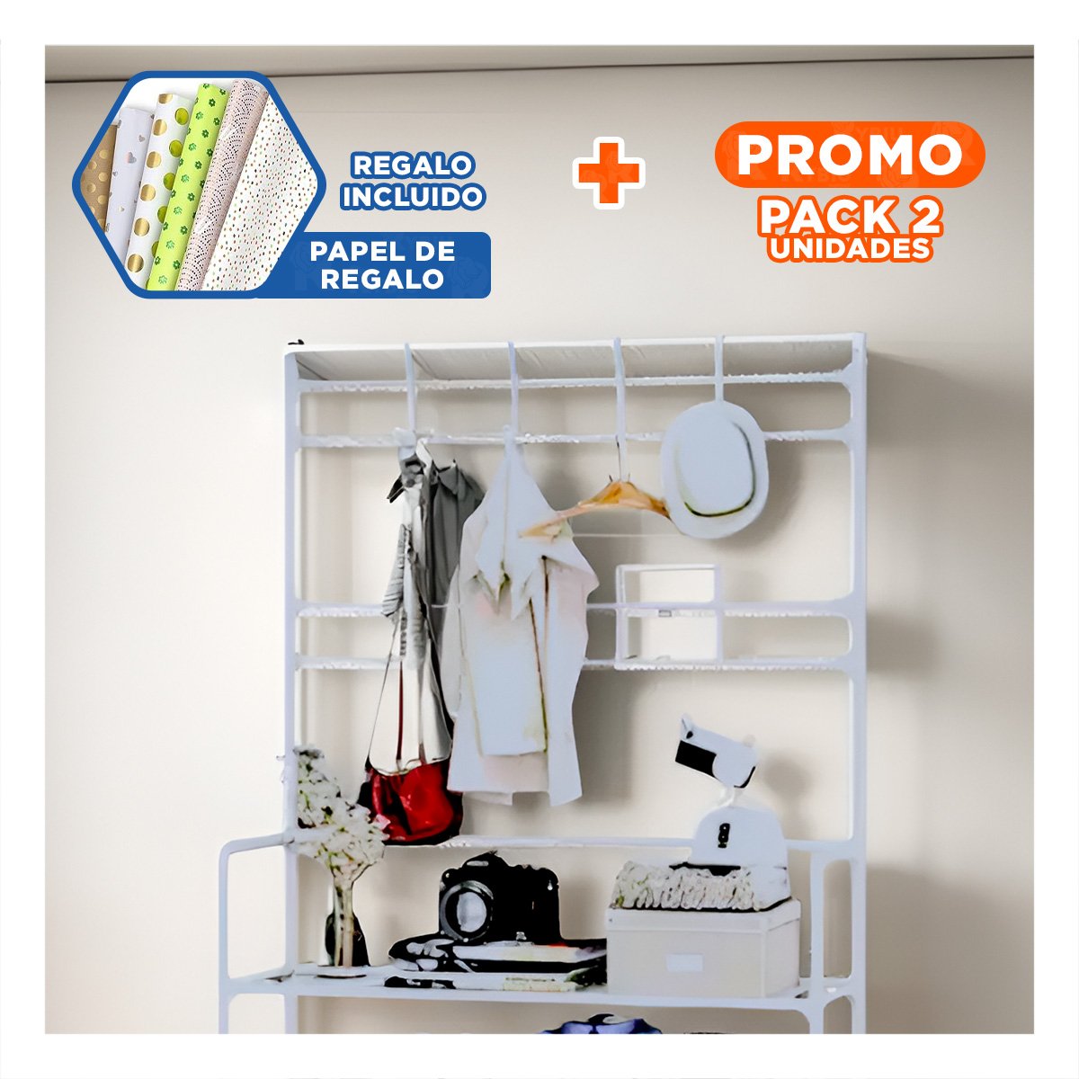PACK2 IMPLEMENTO ORGANIZADOR VERTICAL PARA CALZADO DIARIO 5 NIVELES BLANCO Y+PAPEL REGALO - 1