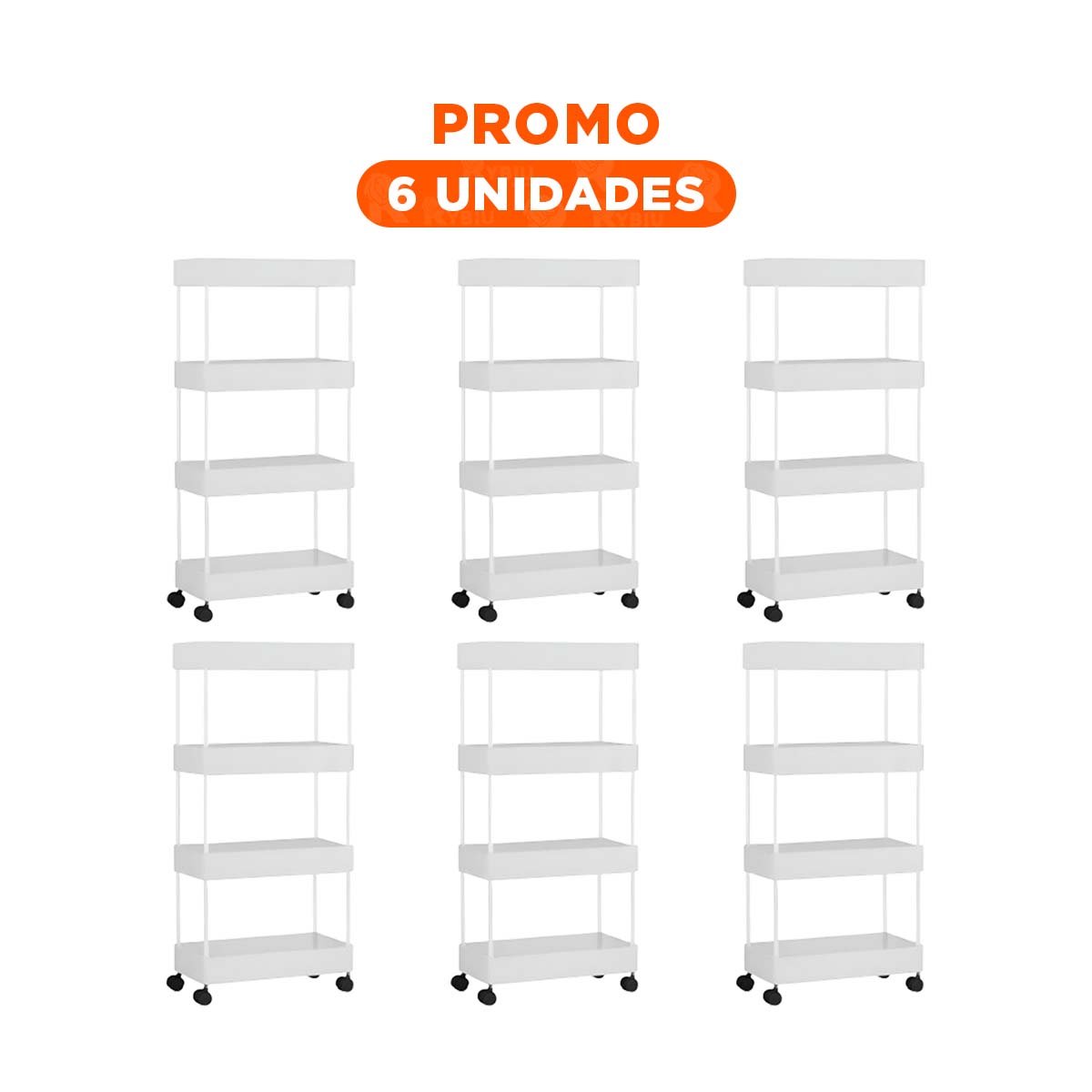PACK6 SOLUCION DE COCINA 4 NIVELES CON RUEDAS BLANCO PARA HOGAR Y ALMACENAJE DIARIO - 1