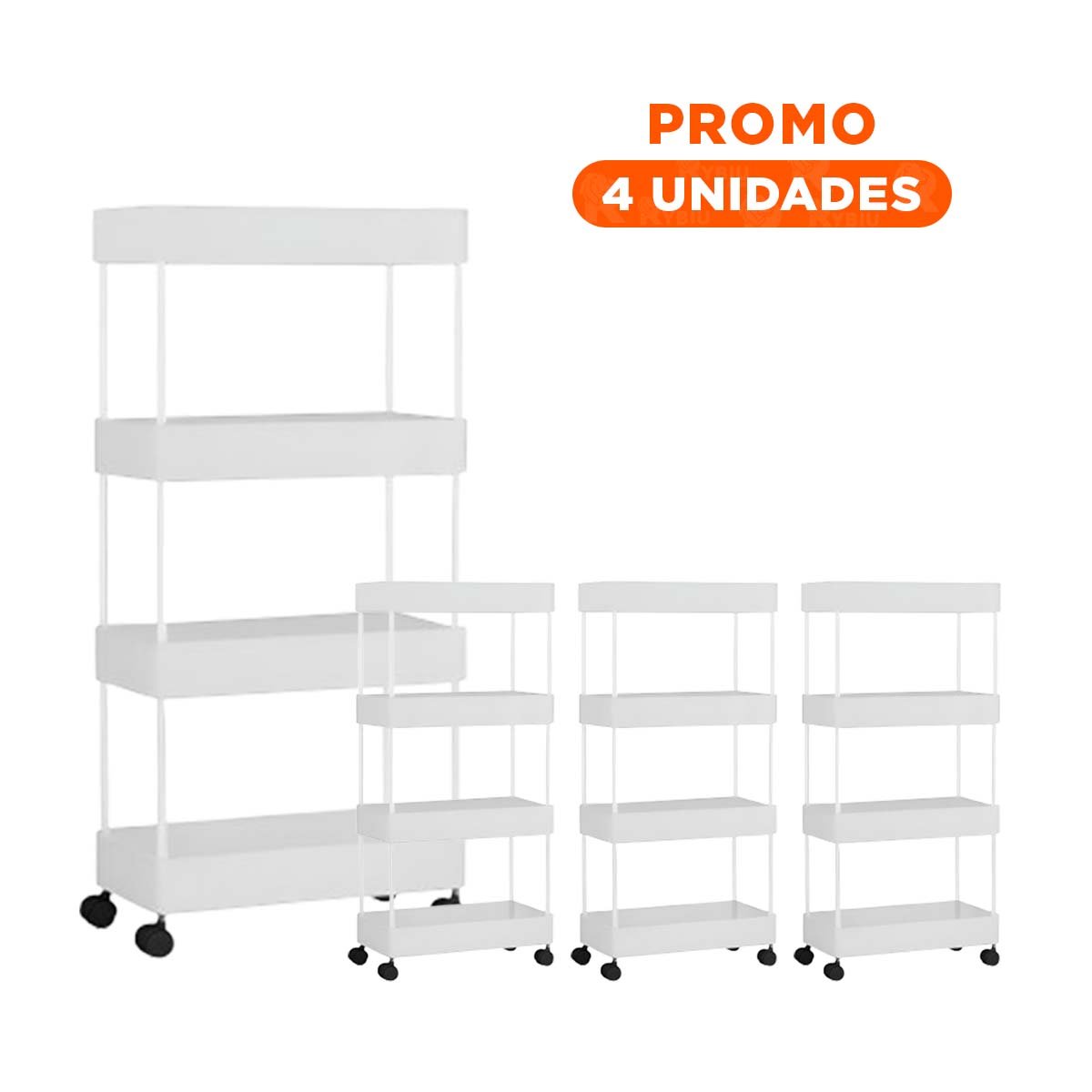 PACK4 ORGANIZACION DE COCINA 4 NIVELES CON RUEDAS BLANCO PARA HOGAR Y+REGALO STICKER - 1