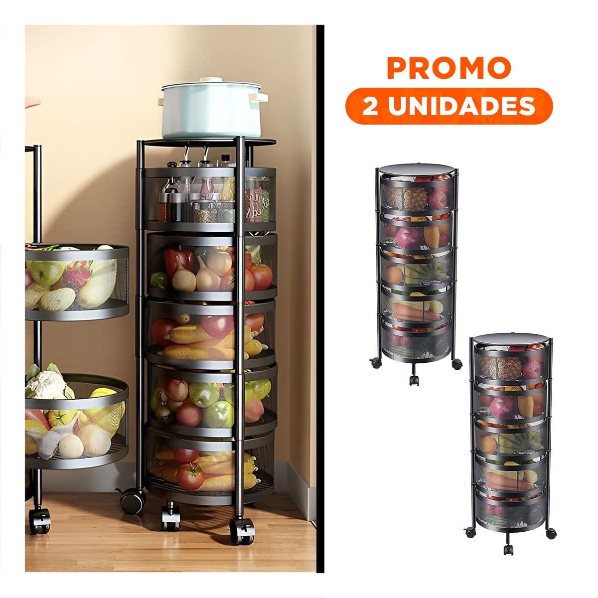 PACK2 ESTRUCTURA CIRCULAR MULTIFUNCIONAL DE 5 NIVELES COLOR NEGRO HOGAR - 1
