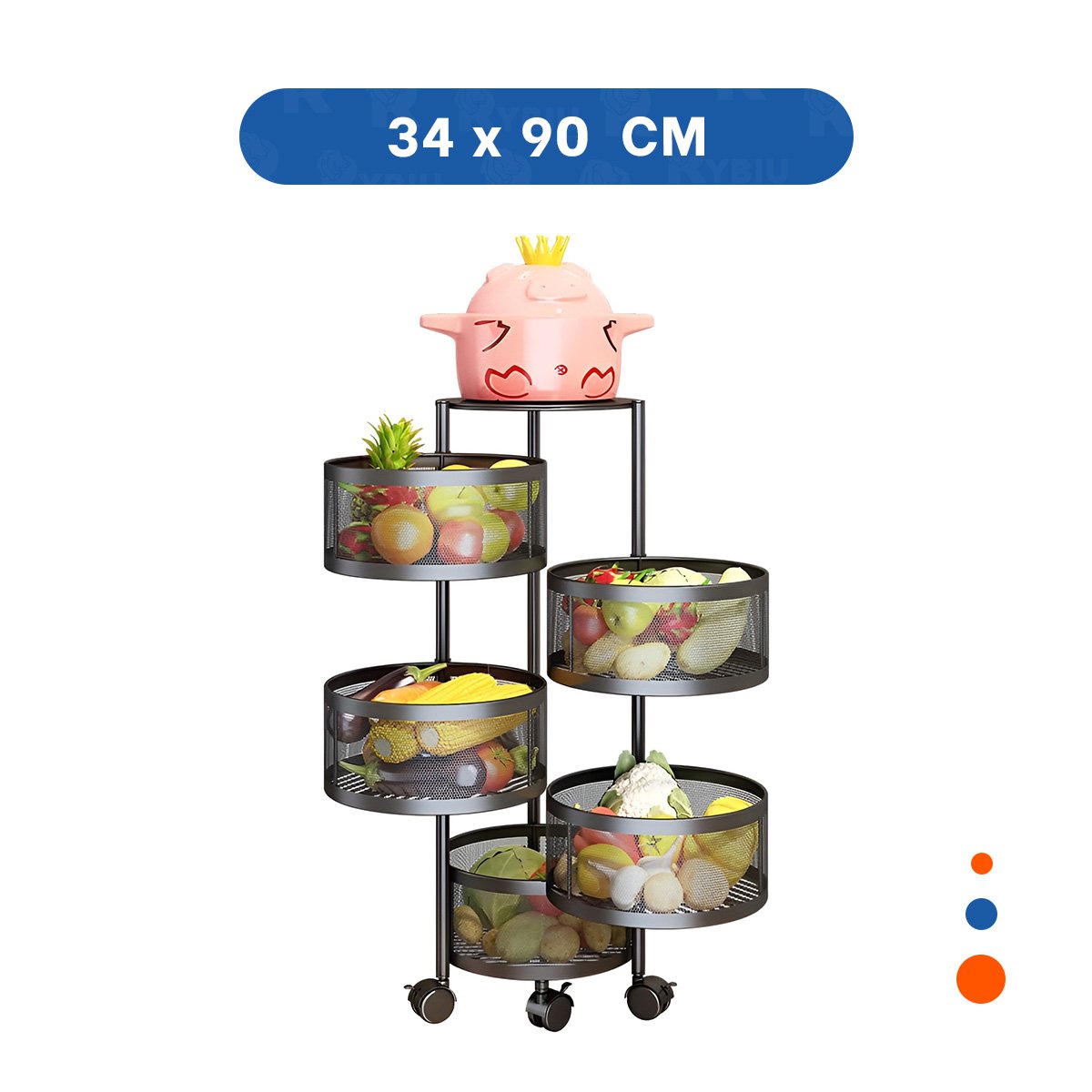 PACK2 ESTRUCTURA CIRCULAR MULTIFUNCIONAL DE 5 NIVELES COLOR NEGRO HOGAR - 4