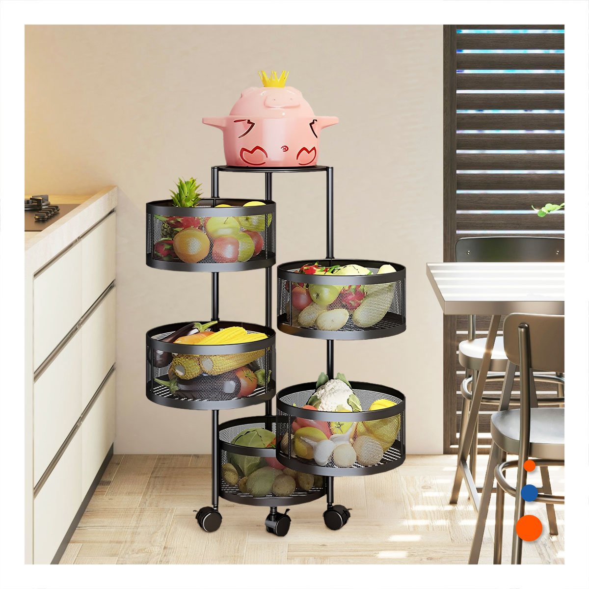 PACK2 ESTRUCTURA CIRCULAR MULTIFUNCIONAL DE 5 NIVELES COLOR NEGRO HOGAR - 5