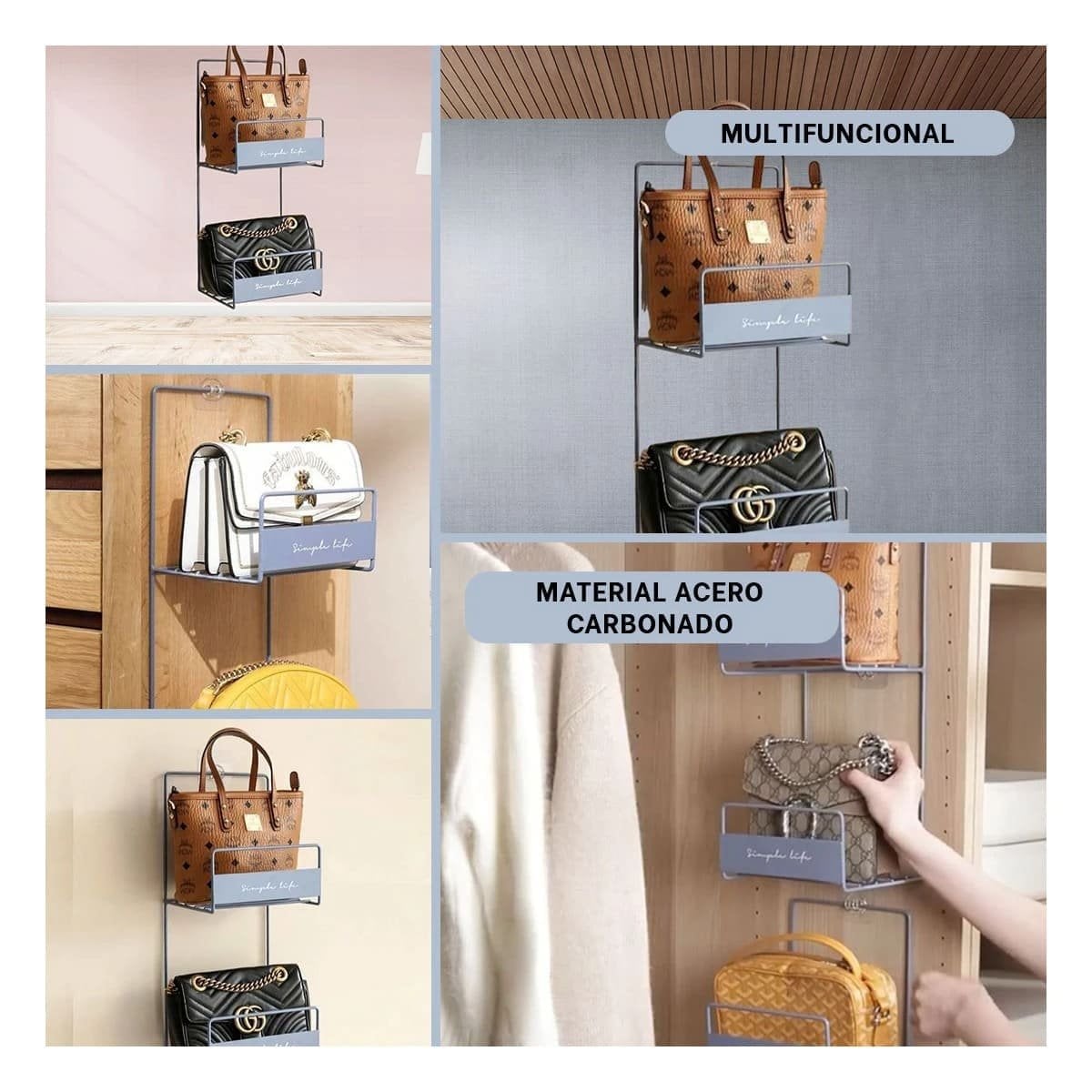 PACK12 ESTRUCTURA DOBLE NIVEL PARA CARTERAS AZUL 45X17X19CM USO DIARIO PLUS Y+PAPEL REGALO - 2