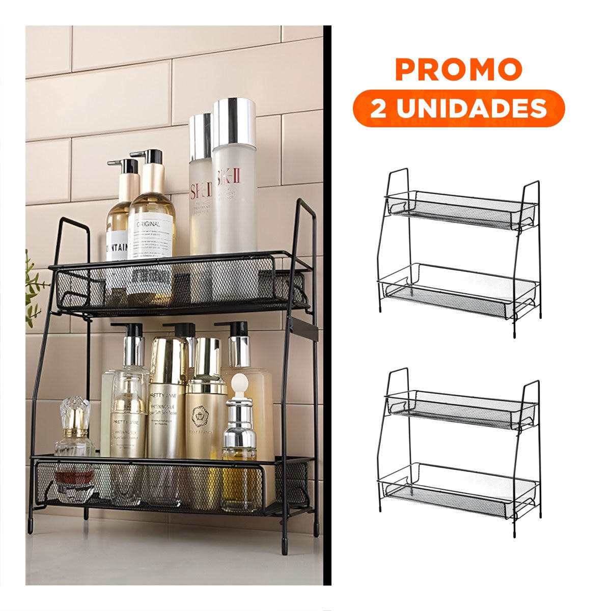 PACK2 ESTRUCTURA 2 NIVELES MULTIUSO ESTABLE Y FUNCIONAL PARA ESPACIOS NEGRO - 1
