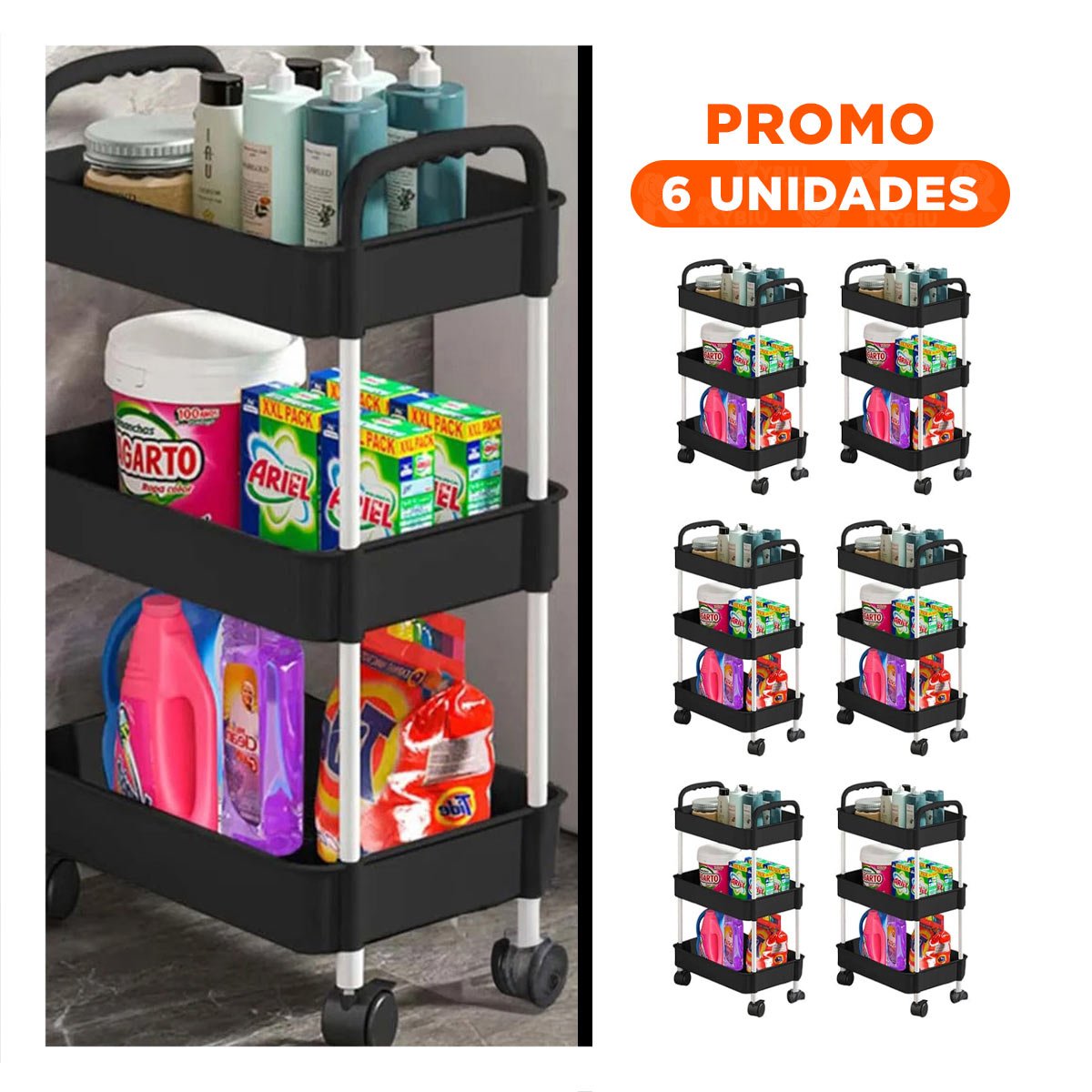 PACK6 EQUIPO AUXILIAR DE COLOR NEGRO CON DISEÑO DURADERO EN SU VIVIENDA Y+PAPEL REGALO - 1