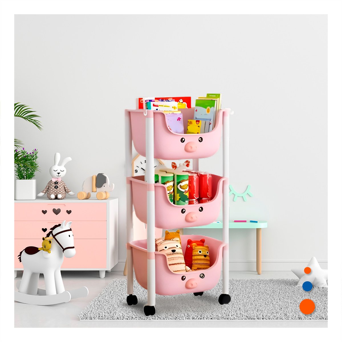 PACK4 CONTENEDOR KAWAII 3 NIVELES COMPACTO Y VERSATIL ESTILO CHANCHO ROSADO - 5