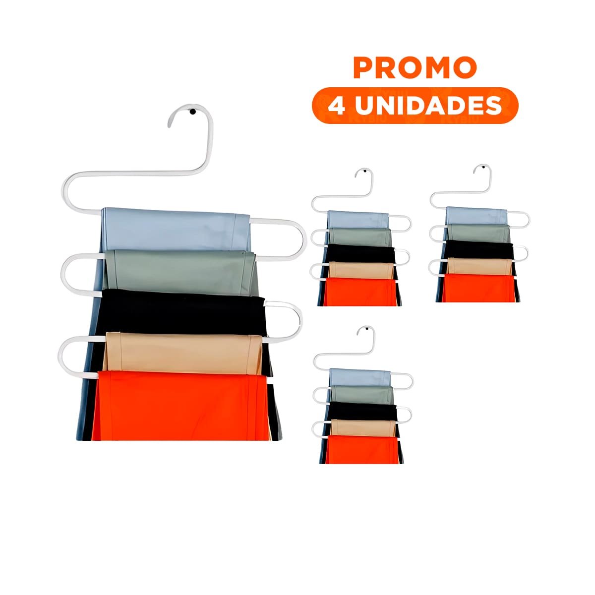 PACK4 MODULO MULTIFUNCIONAL TIPO S SOPORTE PRACTICO PARA ROPA BLANCO MAX Y+REGALO STICKER - 1