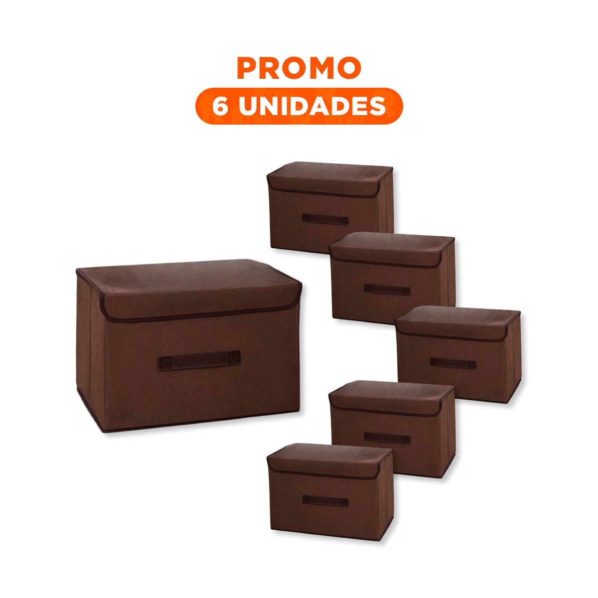 PACK6 CESTA TEXTIL NEGRO 25X19X16CM PARA ROPA ACCESORIOS Y MAS USO - 1