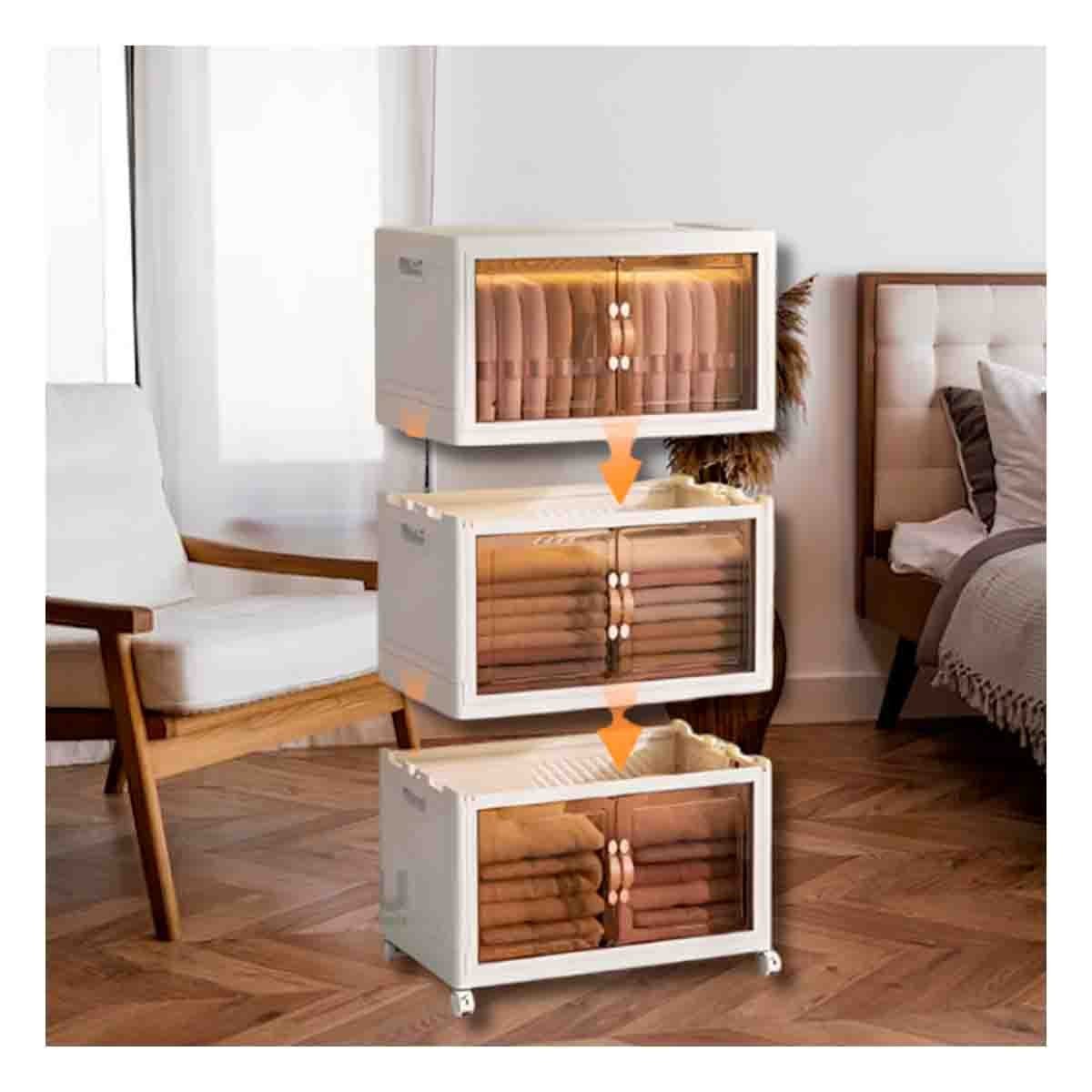 PACK2 ORGANIZADOR CON PUERTAS 3 NIVELES BLANCO 45X30X70 CM DE MARCA SEGURA Y+PAPEL REGALO - 2