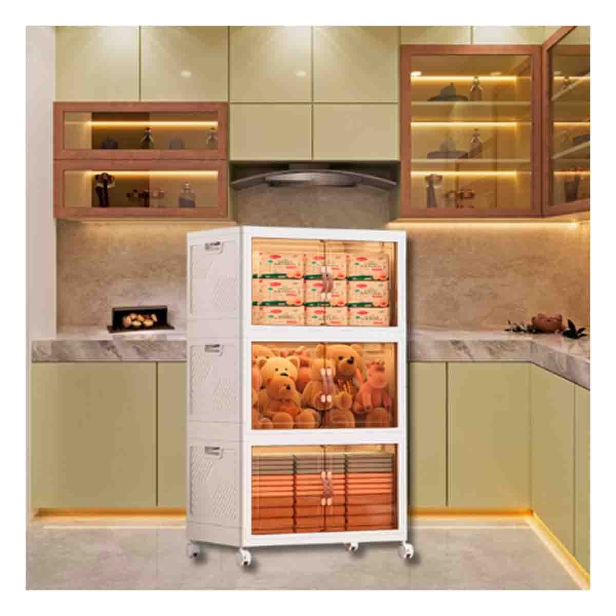 PACK2 ORGANIZADOR CON PUERTAS 3 NIVELES BLANCO 45X30X70 CM DE MARCA SEGURA Y+PAPEL REGALO - 5