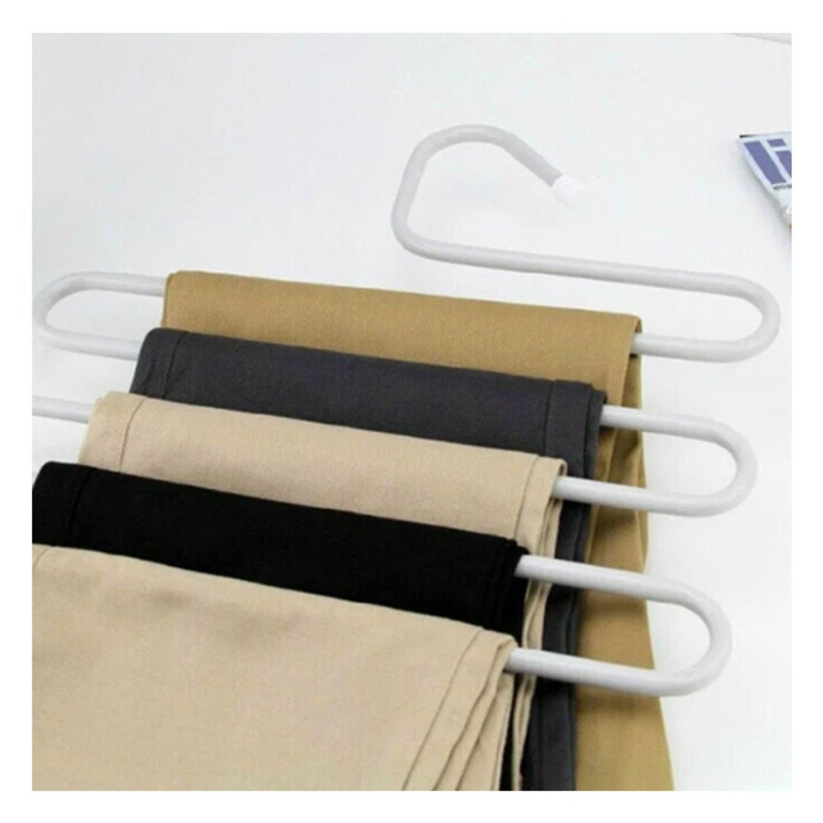 SOPORTE MULTIFUNCIONAL TIPO S ORGANIZADOR VERTICAL PARA ROPA BLANCO PRO Y+PAPEL REGALO - 5