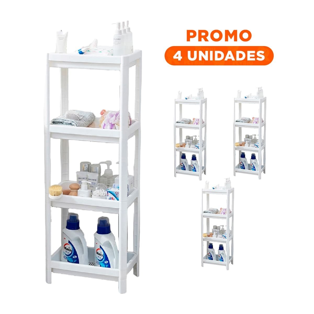 PACK4 ARTICULO DE MENAJE 4 NIVELES COLOR BLANCO CON MATERIAL SEGURO EN COCINA Y+REGALO STICKER - 1