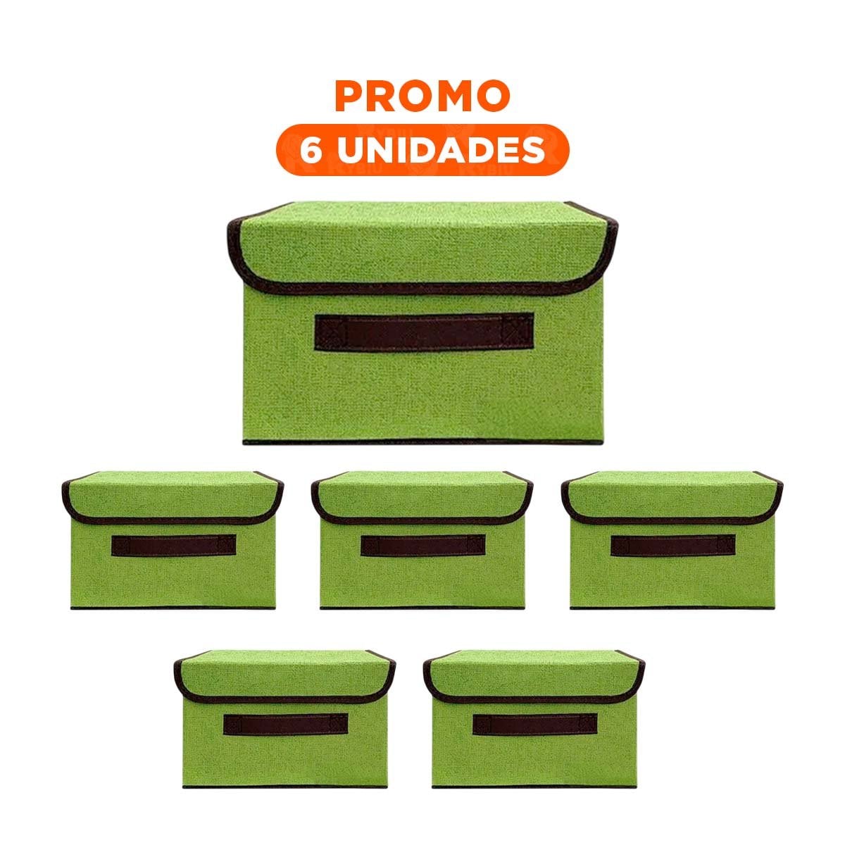 PACK6 CESTA TEXTIL VERDE 25X19X16CM PARA CUIDAR ROPA ACCESORIOS Y TEXTILES - 1
