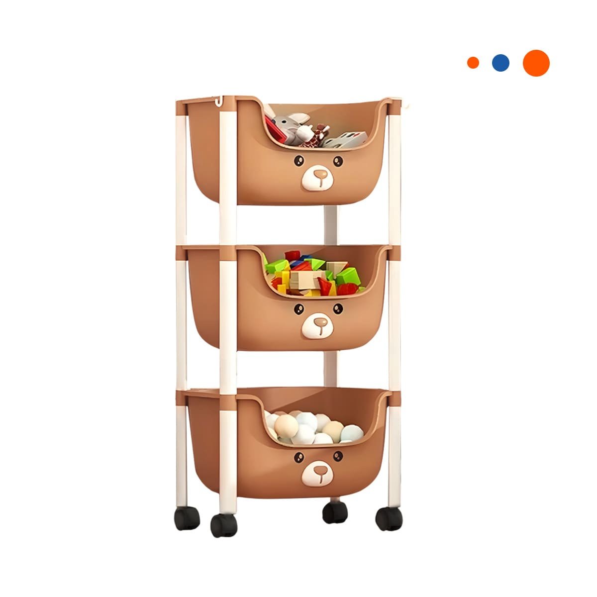 PACK2 CONTENEDOR KAWAII 3 NIVELES ALMACENAJE COMODO DISENO OSITO MARRON Y+REGALO STICKER - 2