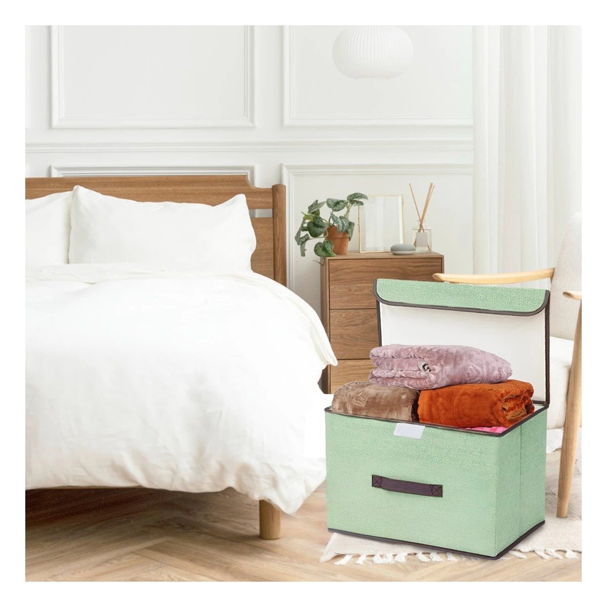 PACK6 CESTA TEXTIL VERDE 36X24X23CM COMODO Y FUNCIONAL PARA ROPA ACCESORIOS Y MAS - 2