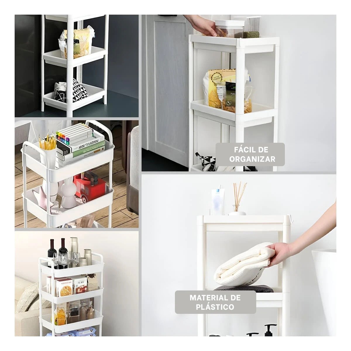 PACK4 ARTICULO DE MENAJE 3 NIVELES COLOR BLANCO CON MATERIAL SEGURO EN COCINA Y+REGALO STICKER - 2