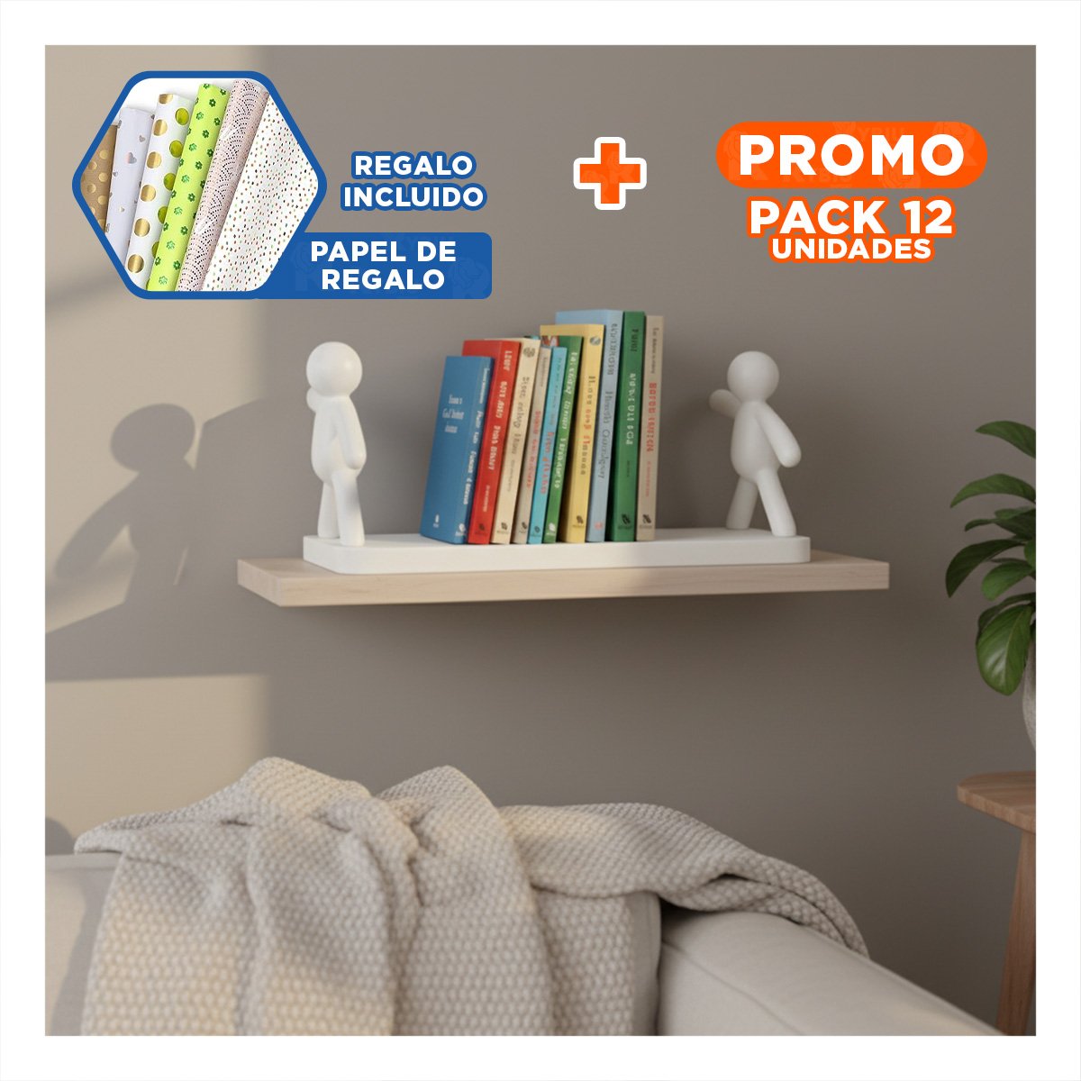 PACK12 ESQUINERO HUMANOIDE PLASTICO ENCIMA DE LAVABO PARA EXHIBIR OBJETOS BLANCO Y+PAPEL REGALO - 1