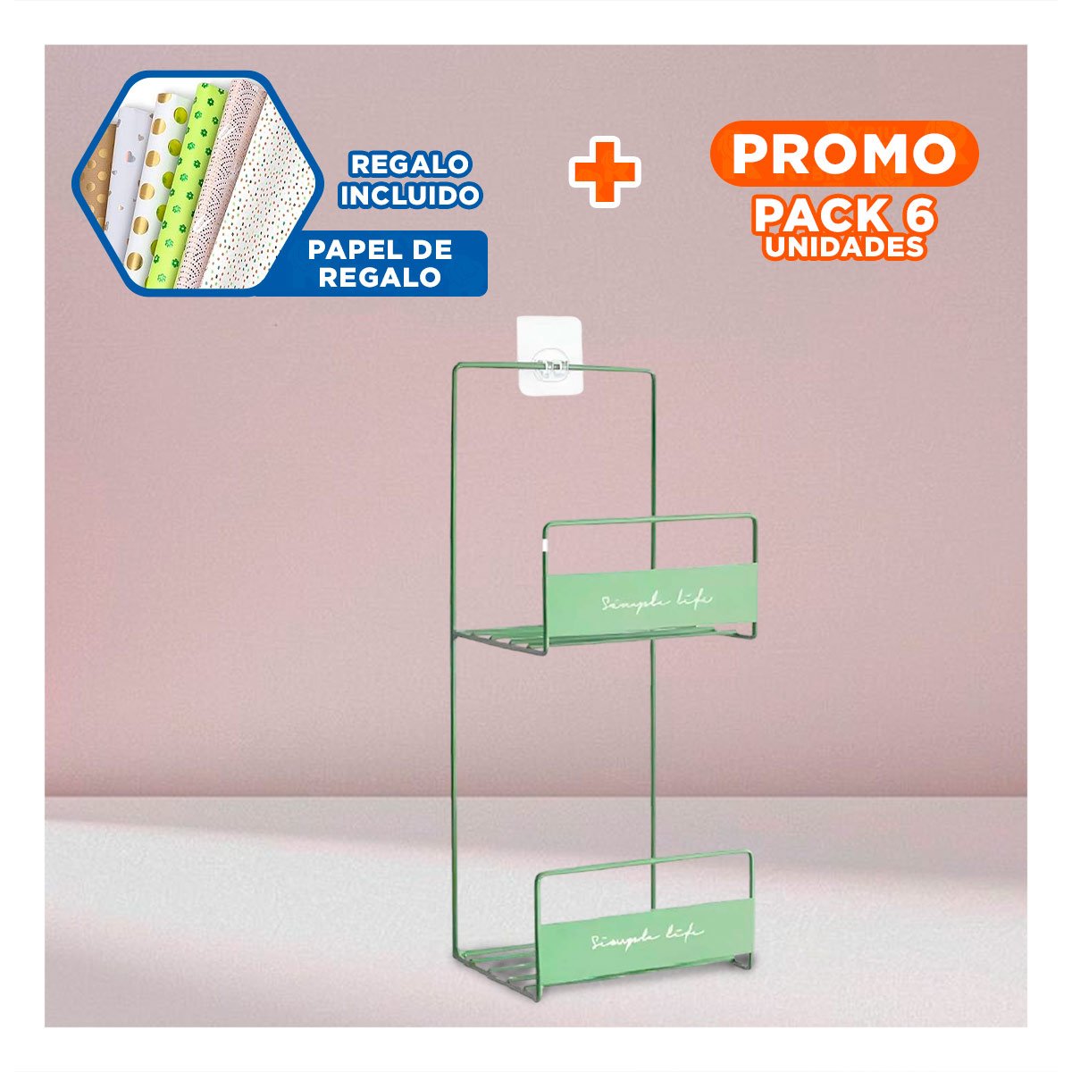 PACK6 UNIDAD DE CARTERAS VERDE 2 NIVELES 45X17X19CM ESTRUCTURA FIRME PRO Y+PAPEL REGALO - 1