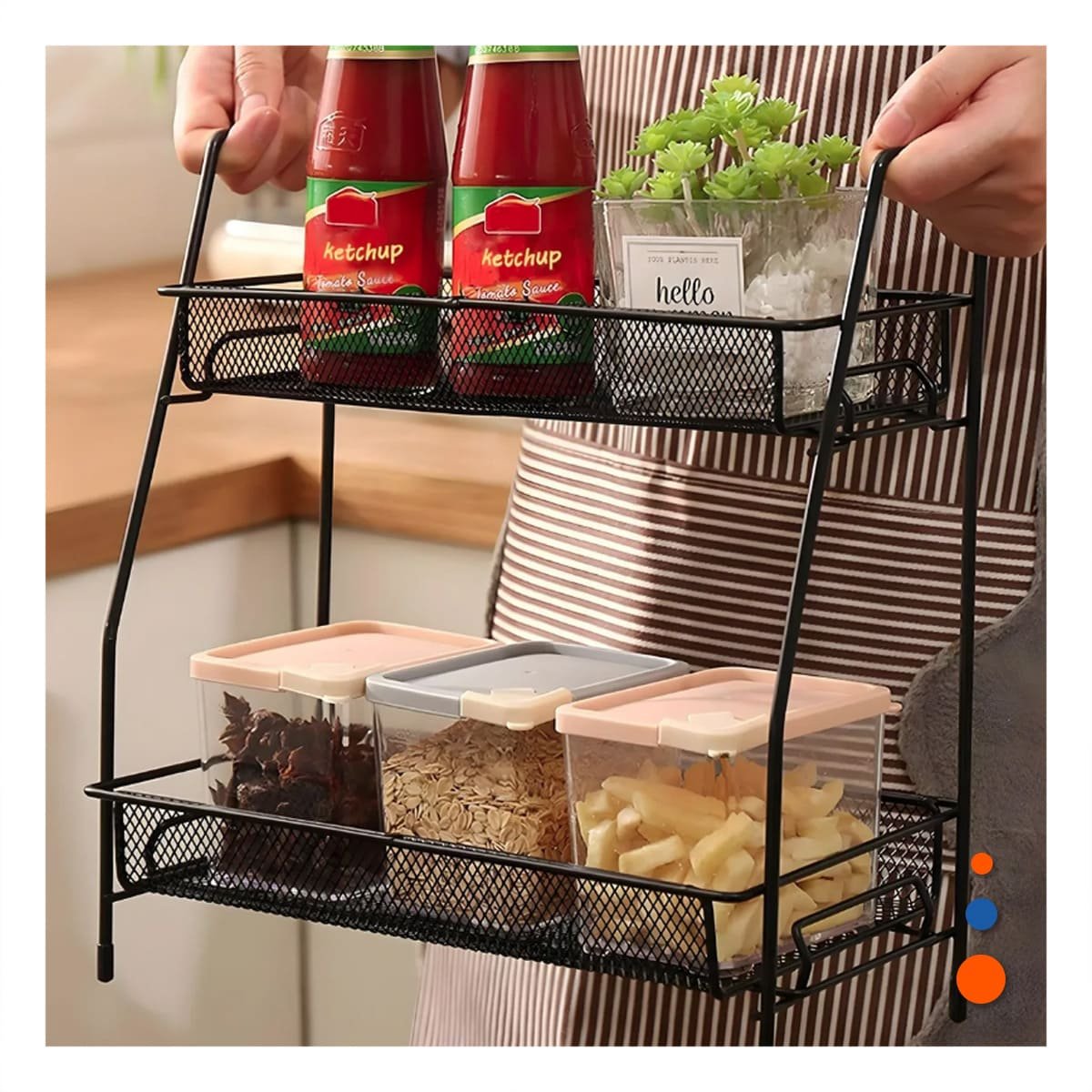 PACK6 MUEBLE 2 NIVELES MULTIUSO COMPACTO Y PRACTICO PARA HOGAR SEGURO NEGRO - 5
