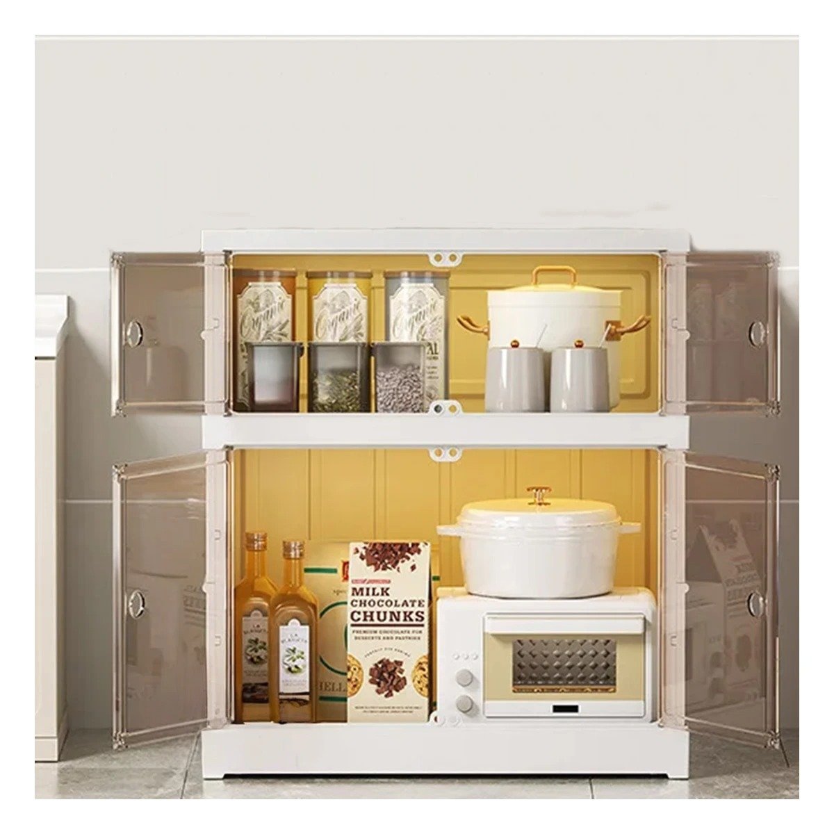 PACK2 ORGANIZADOR CON PUERTAS 2 NIVELES BLANCO PARA USO DINAMICO HOGAR - 2