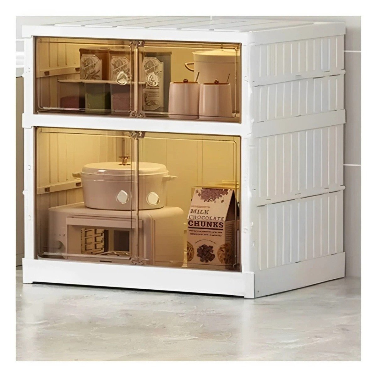 PACK2 ORGANIZADOR CON PUERTAS 2 NIVELES BLANCO PARA USO DINAMICO HOGAR - 3
