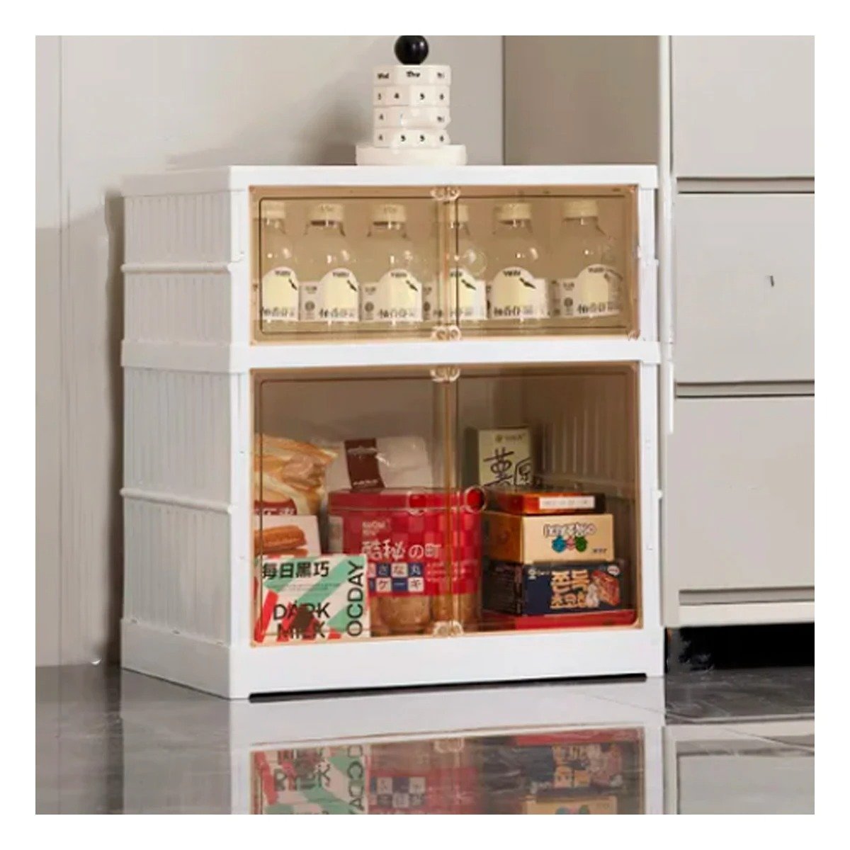 PACK2 ORGANIZADOR CON PUERTAS 2 NIVELES BLANCO PARA USO DINAMICO HOGAR - 5