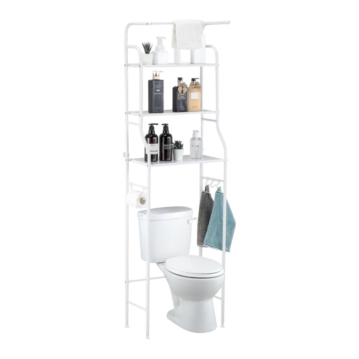 SOPORTE FIJO PARA HIGIENE CON TRES NIVELES Y COLGADOR PARA TOALLA BLANCO Y+LIGAS REGALO - 3