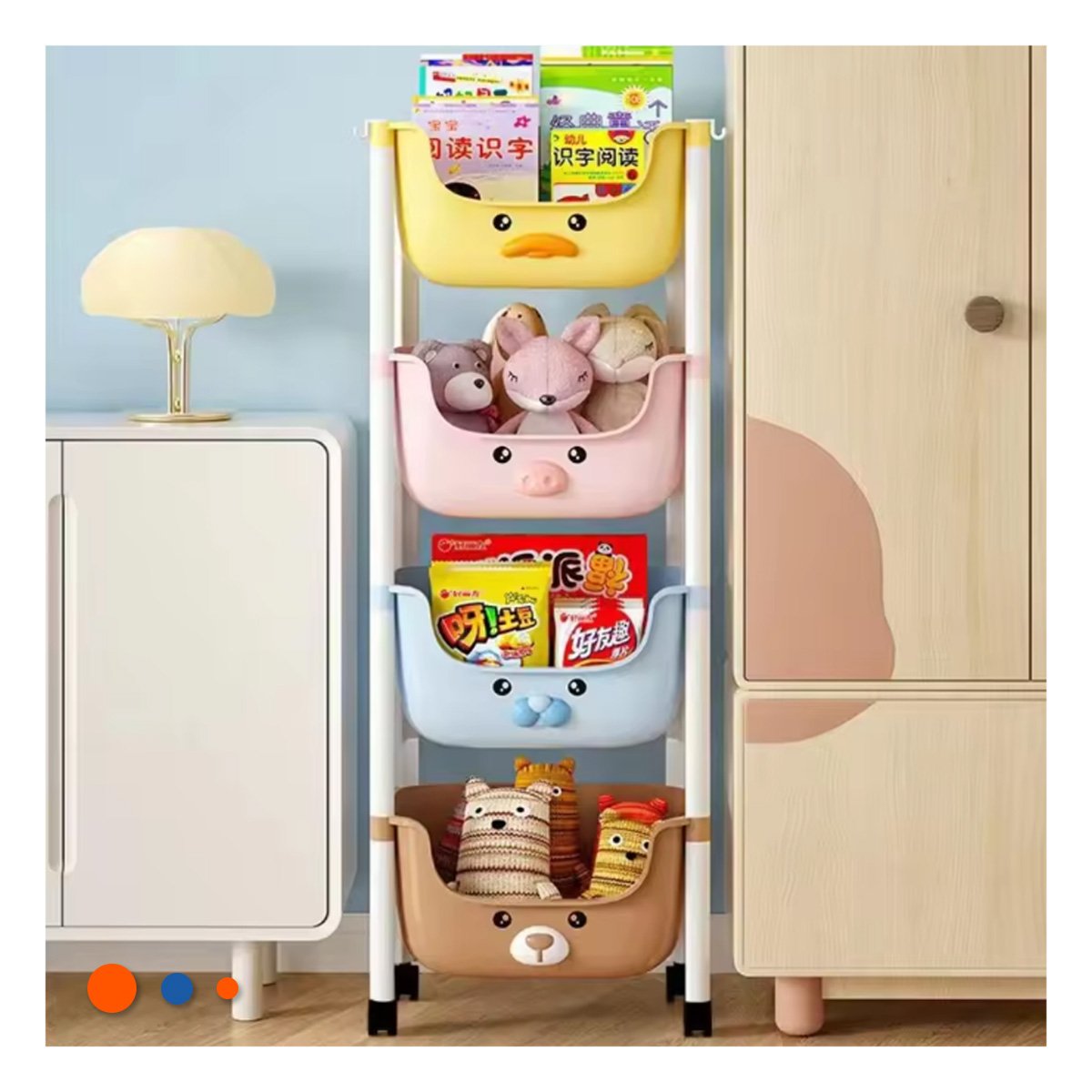 PACK2 CONTENEDOR KAWAII 4 NIVELES DISENO 4 PERSONAJES PRACTICO PARA HOGAR - 2