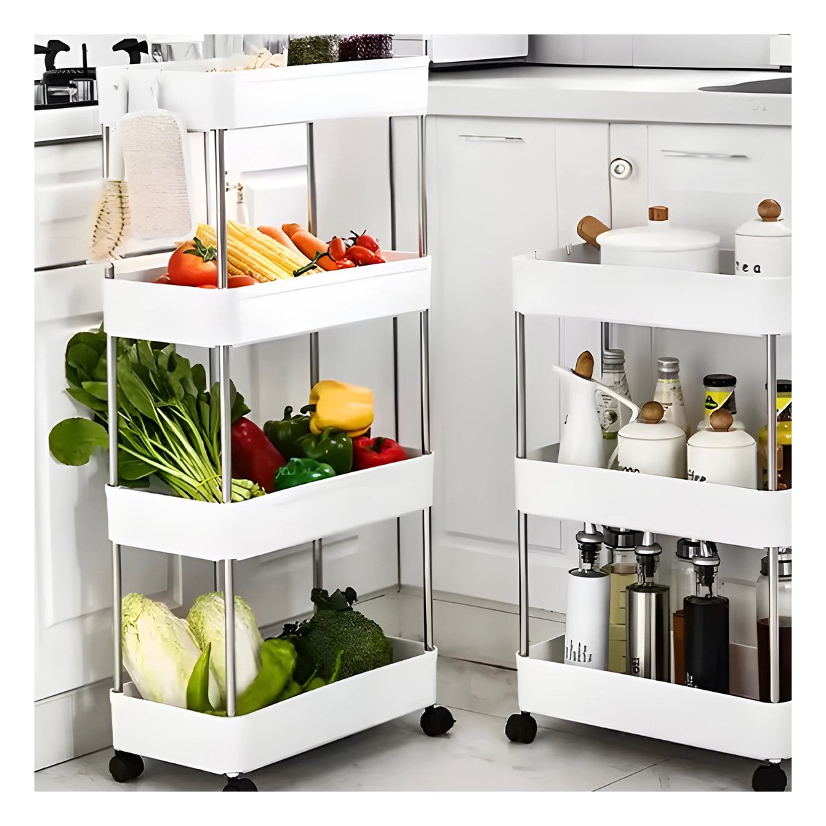 PACK4 UNIDAD AUXILIAR DE COCINA 4 NIVELES CON RUEDAS DELGADO BLANCO 90 X 13 X 40 CM - 2